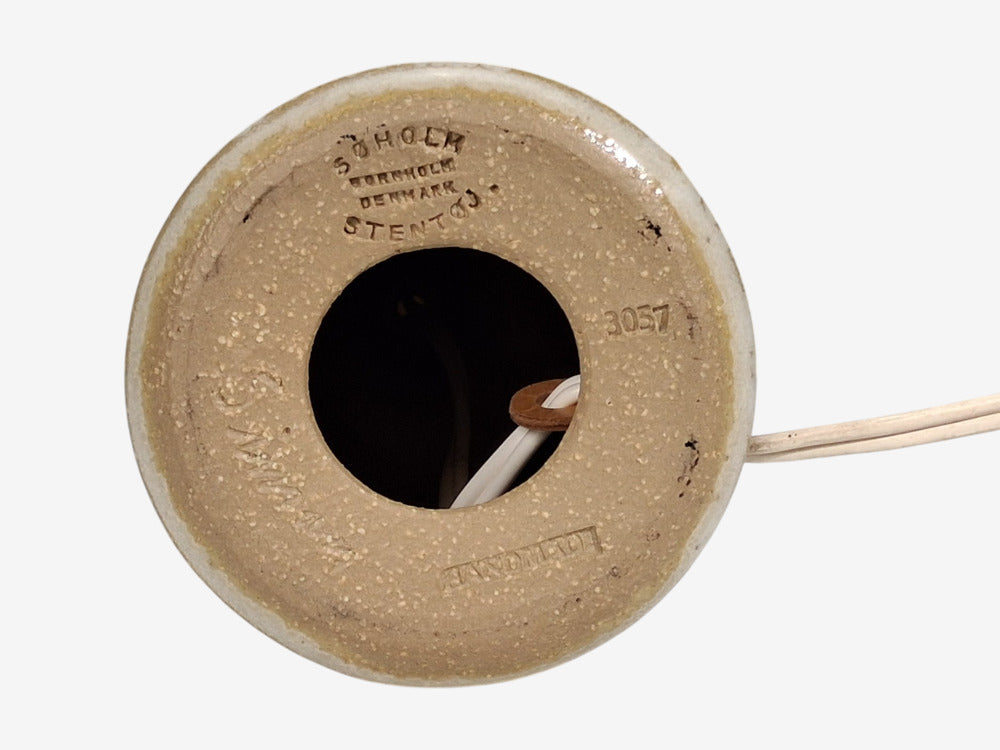 Søholm Stentøj, Dotted Table Lamp, Beige Glazed Stoneware, Denmark, 1960s