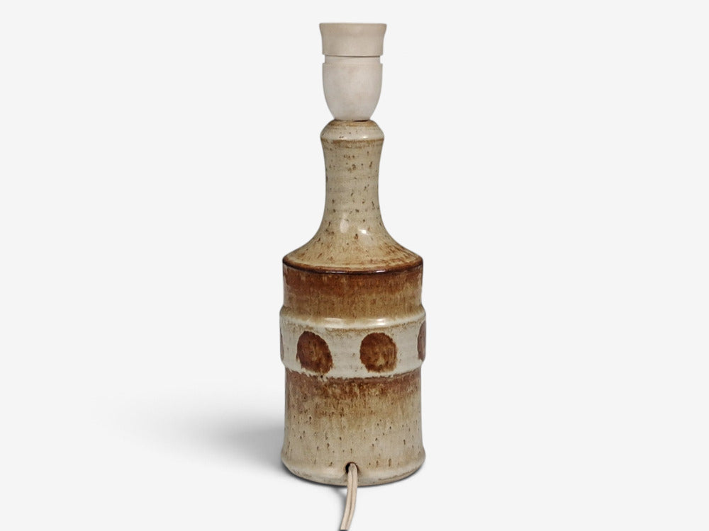 Søholm Stentøj, Dotted Table Lamp, Beige Glazed Stoneware, Denmark, 1960s