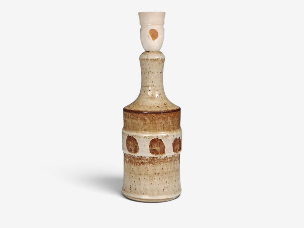 Søholm Stentøj, Dotted Table Lamp, Beige Glazed Stoneware, Denmark, 1960s