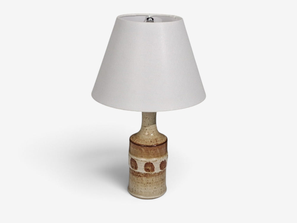 Søholm Stentøj, Dotted Table Lamp, Beige Glazed Stoneware, Denmark, 1960s