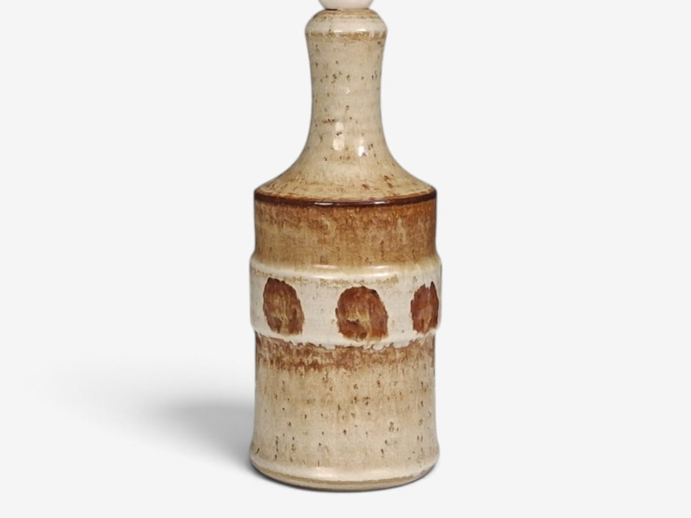 Søholm Stentøj, Dotted Table Lamp, Beige Glazed Stoneware, Denmark, 1960s