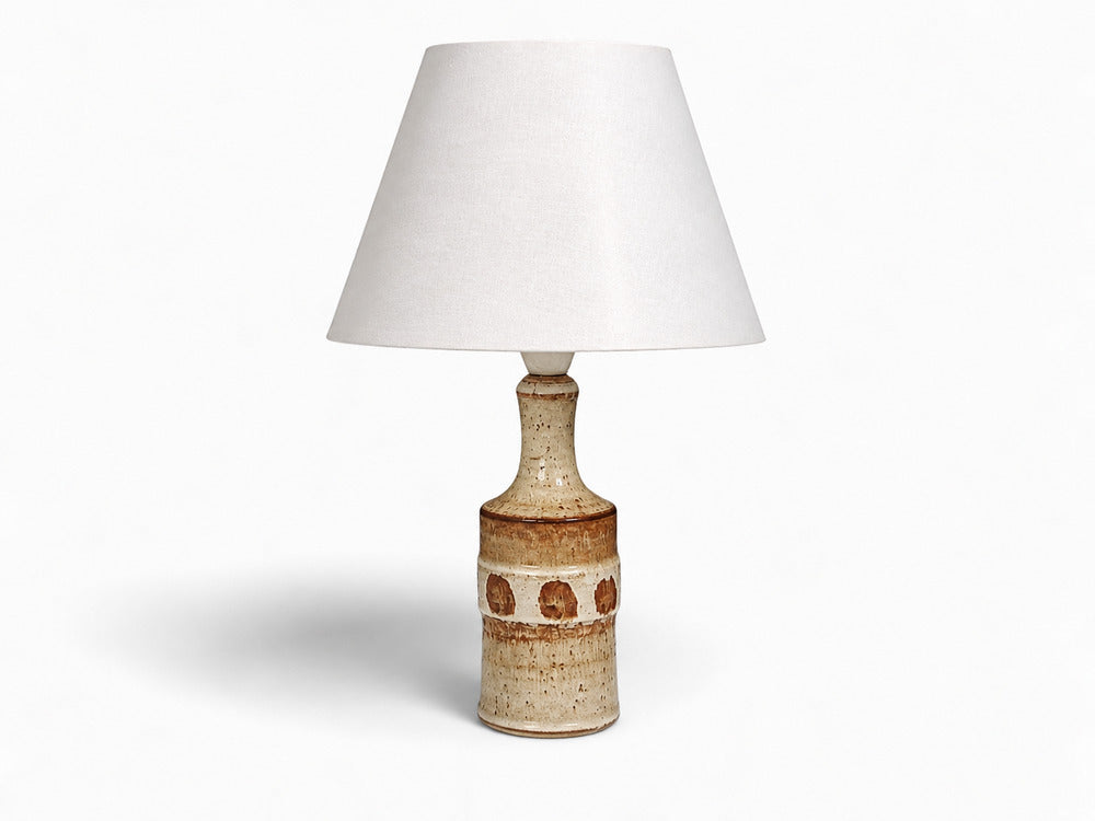 Søholm Stentøj, Dotted Table Lamp, Beige Glazed Stoneware, Denmark, 1960s