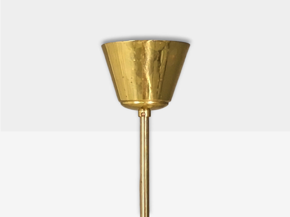Danish Modern, Chandelier, Patinated Brass, Denmark, 1950s