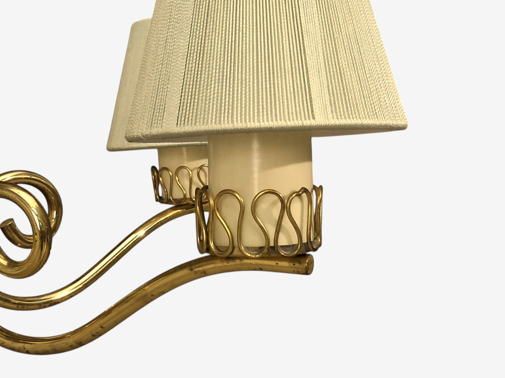 Danish Modern, Chandelier, Patinated Brass, Denmark, 1950s