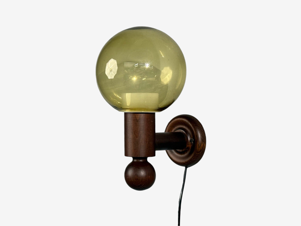 Luxus Vittsjö, Impressive Wall Sconces, Dark Pine, Tinted Glass, Sweden, 1960s