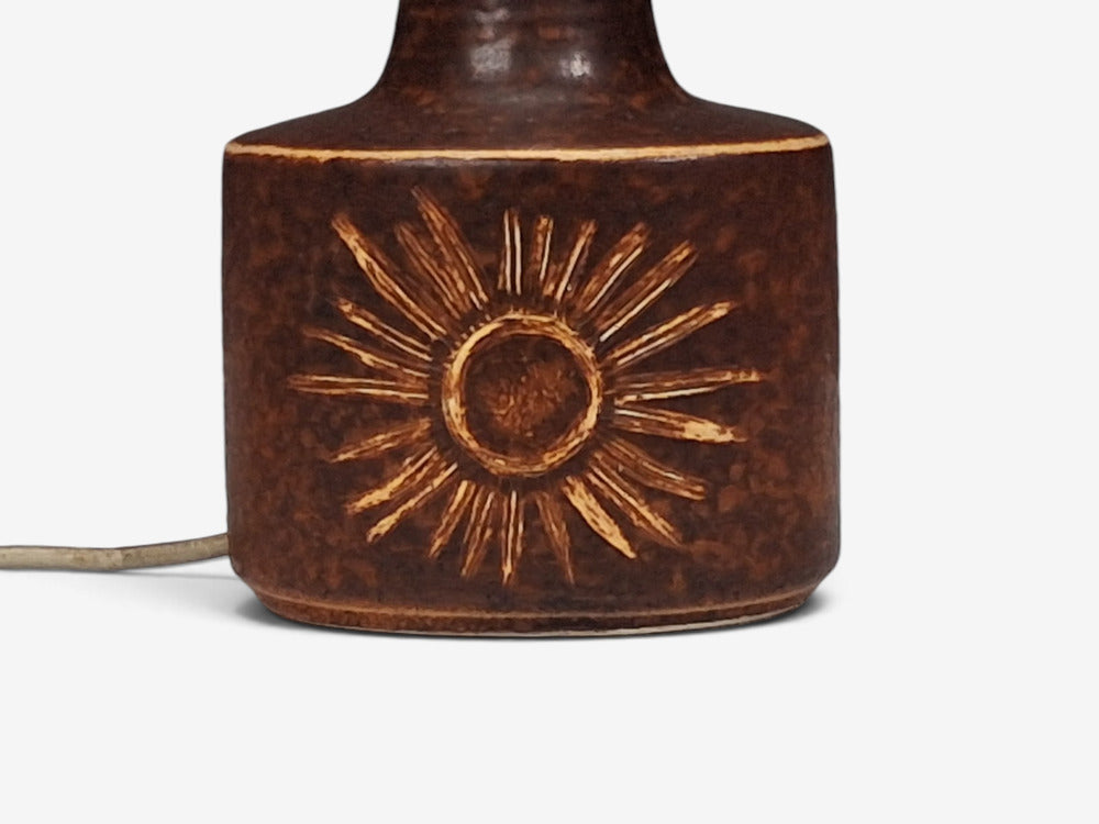Søholm Stentøj, Sun Table Lamp, Brown Glazed Stoneware, Denmark, 1960s