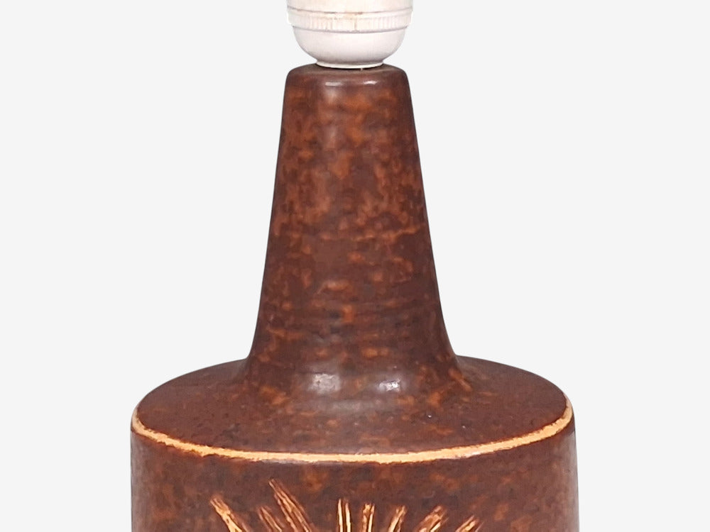 Søholm Stentøj, Sun Table Lamp, Brown Glazed Stoneware, Denmark, 1960s