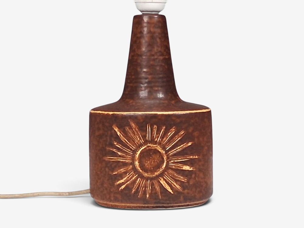 Søholm Stentøj, Sun Table Lamp, Brown Glazed Stoneware, Denmark, 1960s