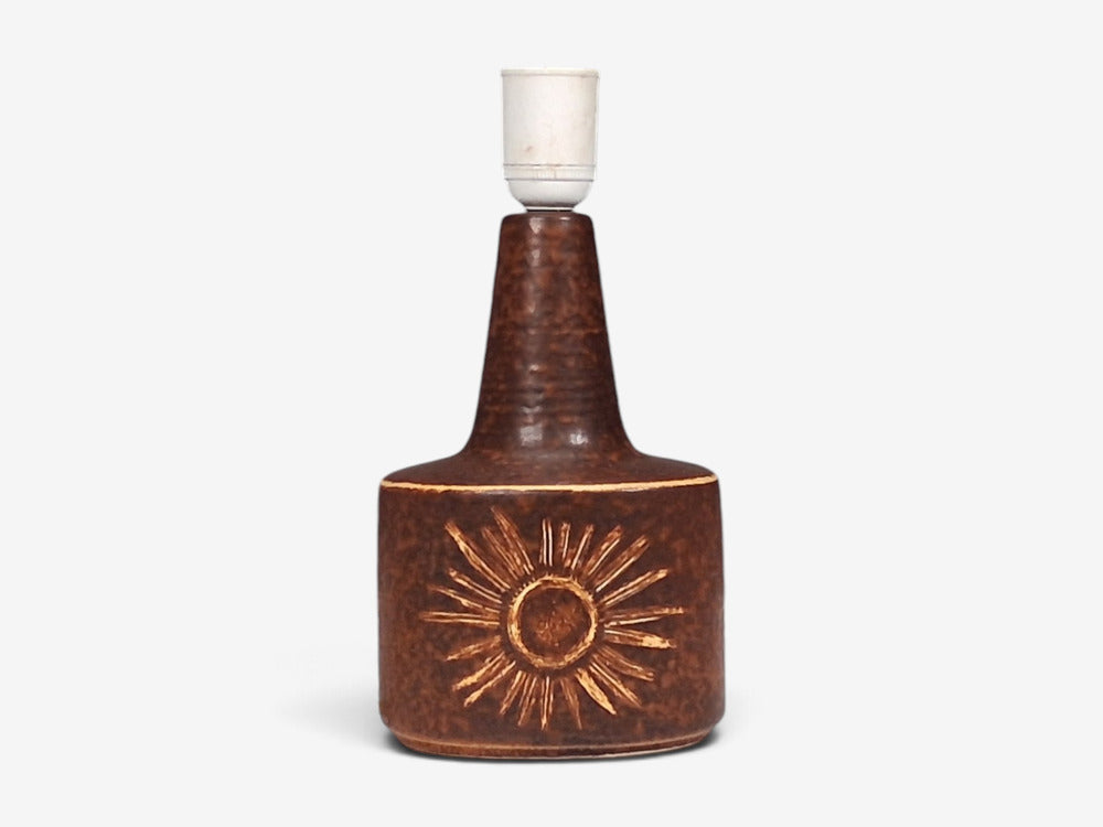 Søholm Stentøj, Sun Table Lamp, Brown Glazed Stoneware, Denmark, 1960s
