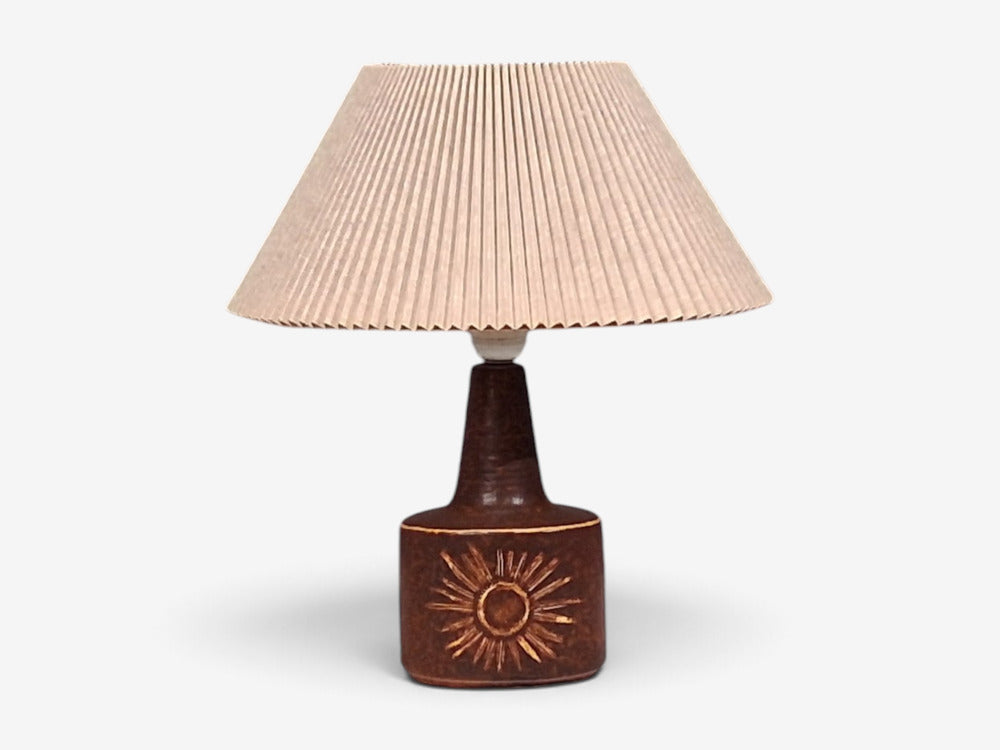 Søholm Stentøj, Sun Table Lamp, Brown Glazed Stoneware, Denmark, 1960s