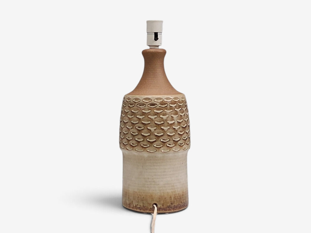 Søholm Stentøj, Large Table Lamp, Beige Stoneware, Denmark, 1960s