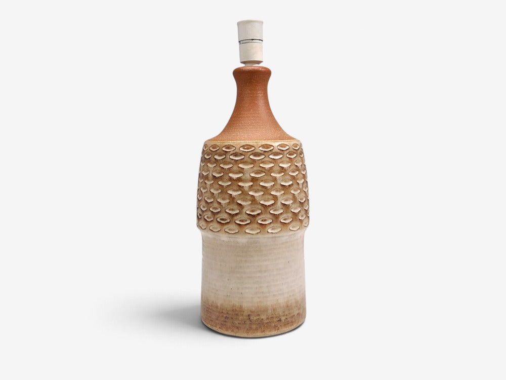 Søholm Stentøj, Large Table Lamp, Beige Stoneware, Denmark, 1960s