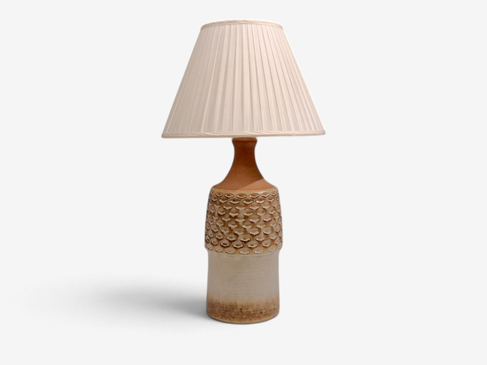 Søholm Stentøj, Large Table Lamp, Beige Stoneware, Denmark, 1960s