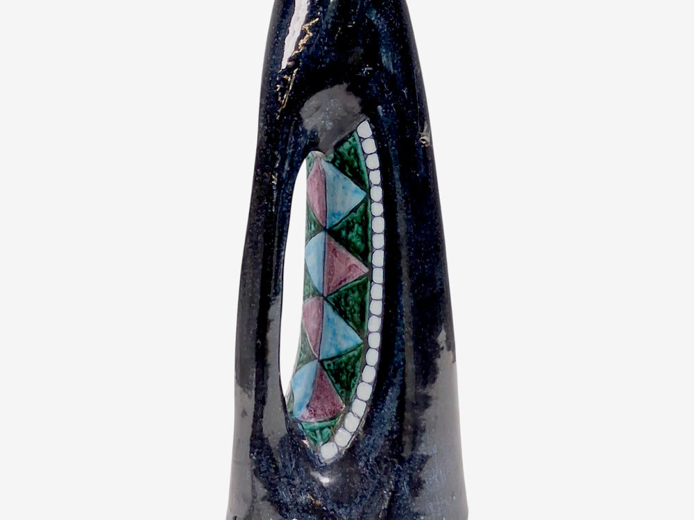 Tilgmans Keramik, Large Table Lamp, Dark Blue Ceramic, Sweden, 1958