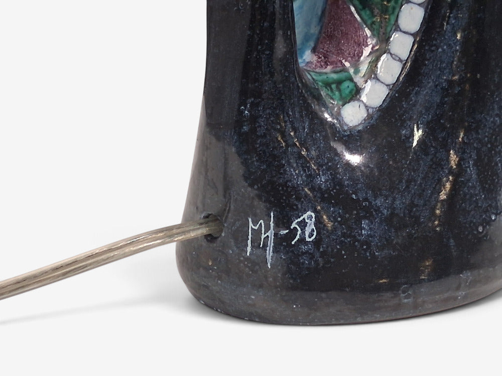 Tilgmans Keramik, Large Table Lamp, Dark Blue Ceramic, Sweden, 1958