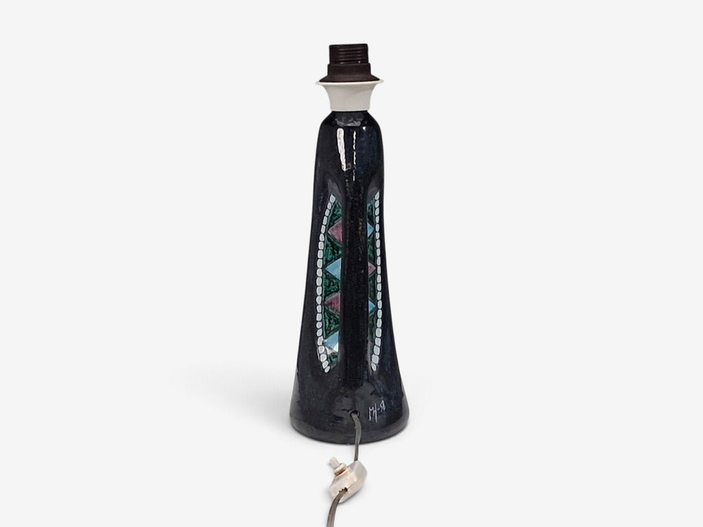 Tilgmans Keramik, Large Table Lamp, Dark Blue Ceramic, Sweden, 1958