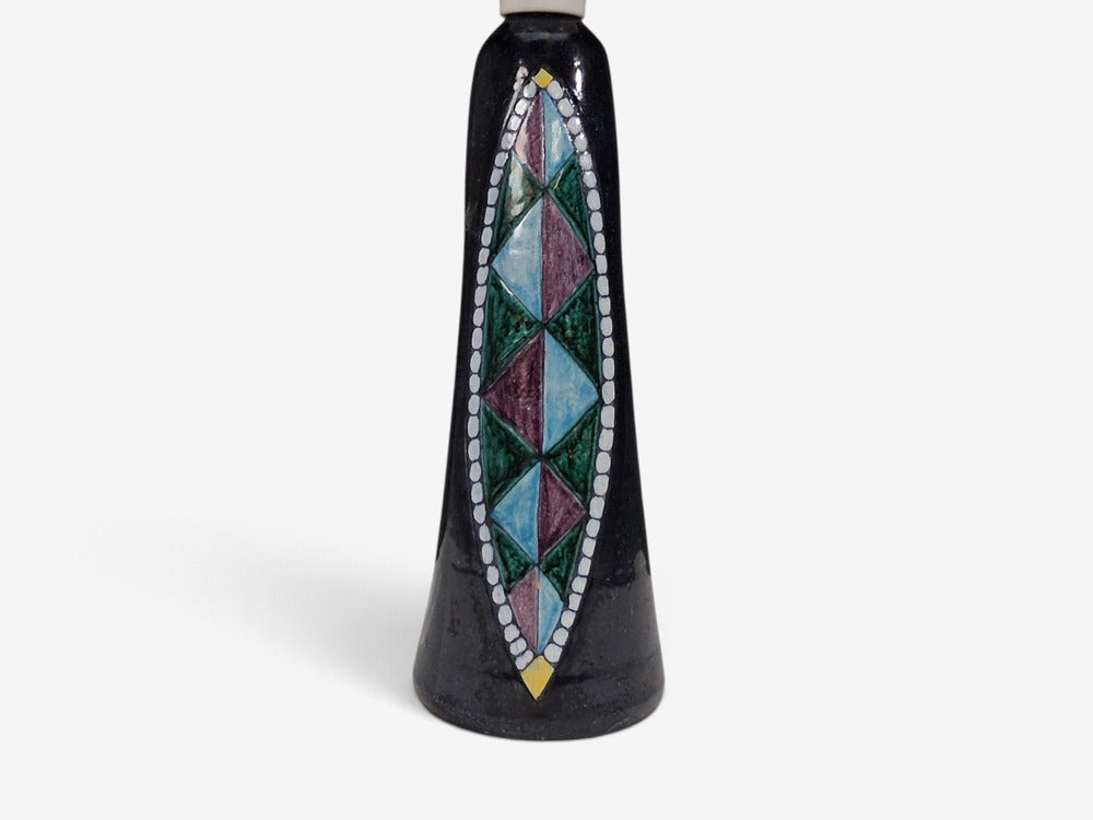 Tilgmans Keramik, Large Table Lamp, Dark Blue Ceramic, Sweden, 1958