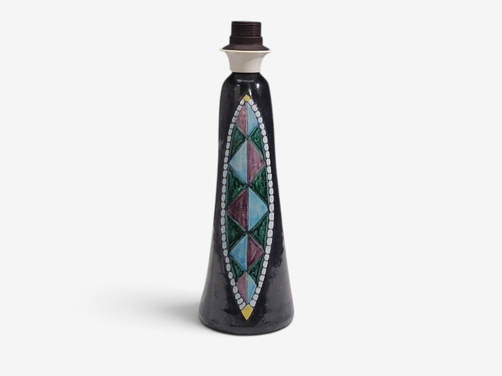 Tilgmans Keramik, Large Table Lamp, Dark Blue Ceramic, Sweden, 1958