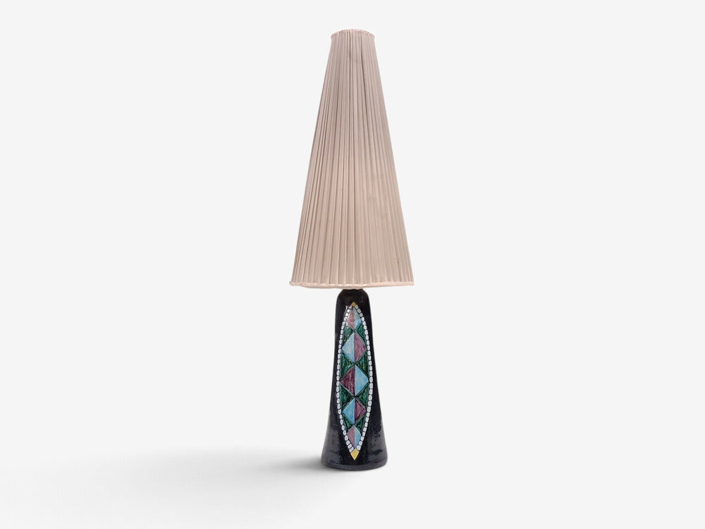 Tilgmans Keramik, Large Table Lamp, Dark Blue Ceramic, Sweden, 1958