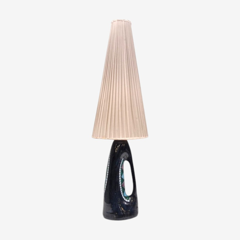 Tilgmans Keramik, Large Table Lamp, Dark Blue Ceramic, Sweden, 1958