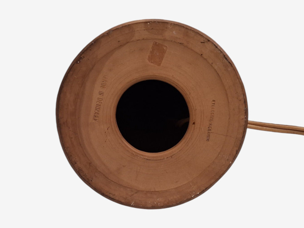Hyllested Keramik, Large Rustic Table Lamp, Brown Stoneware, Denmark, 1960s