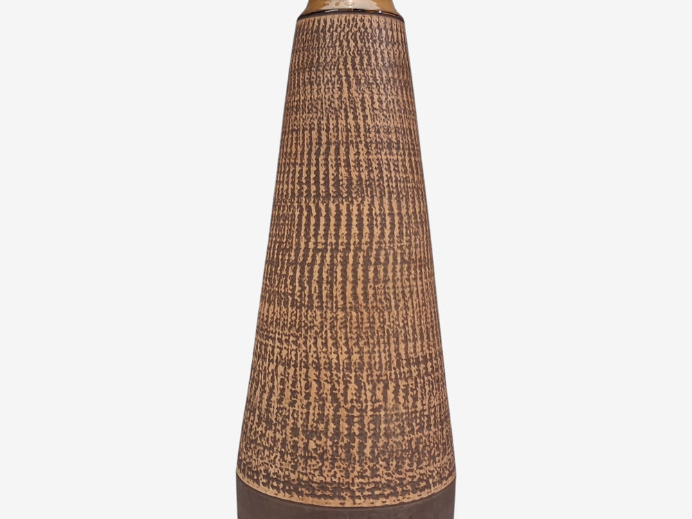 Hyllested Keramik, Large Rustic Table Lamp, Brown Stoneware, Denmark, 1960s