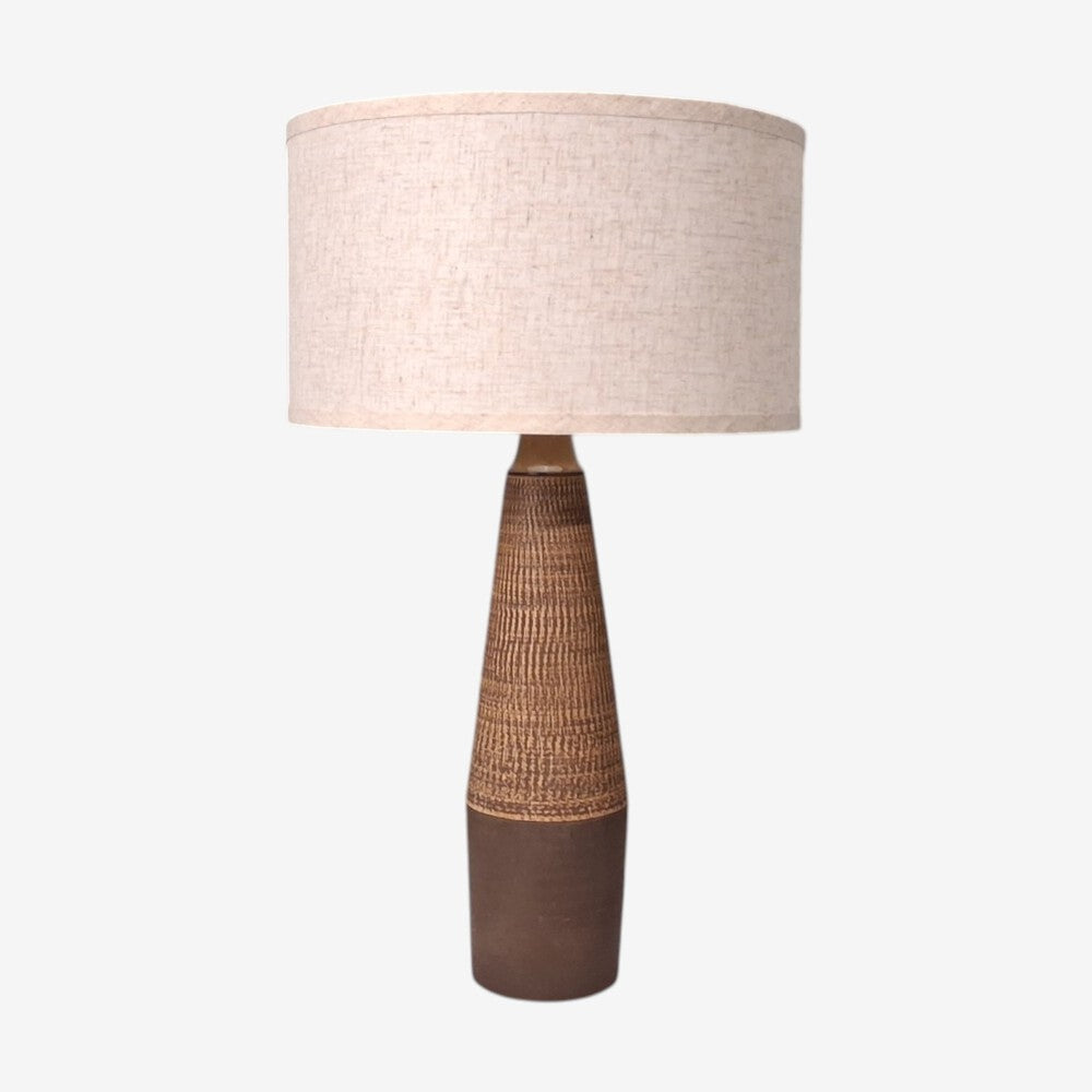 Hyllested Keramik, Large Rustic Table Lamp, Brown Stoneware, Denmark, 1960s