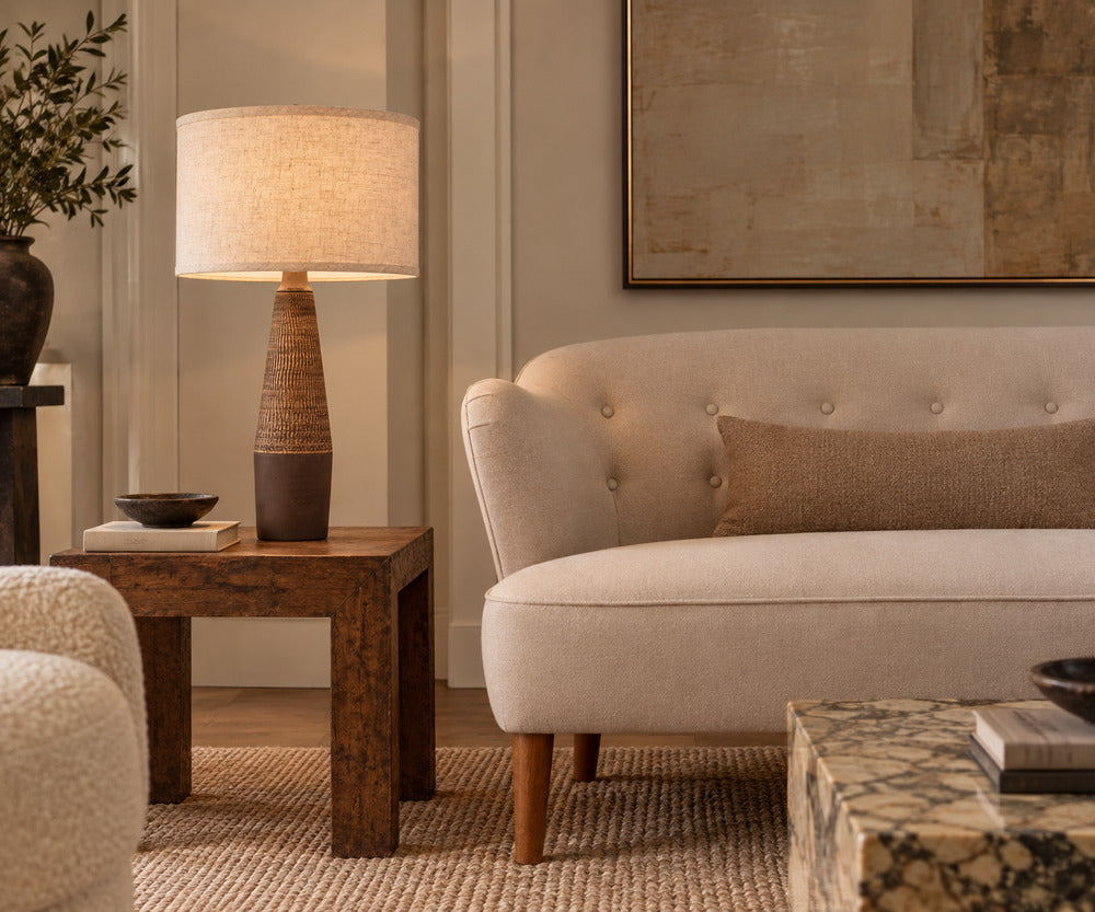 Hyllested Keramik, Large Rustic Table Lamp, Brown Stoneware, Denmark, 1960s