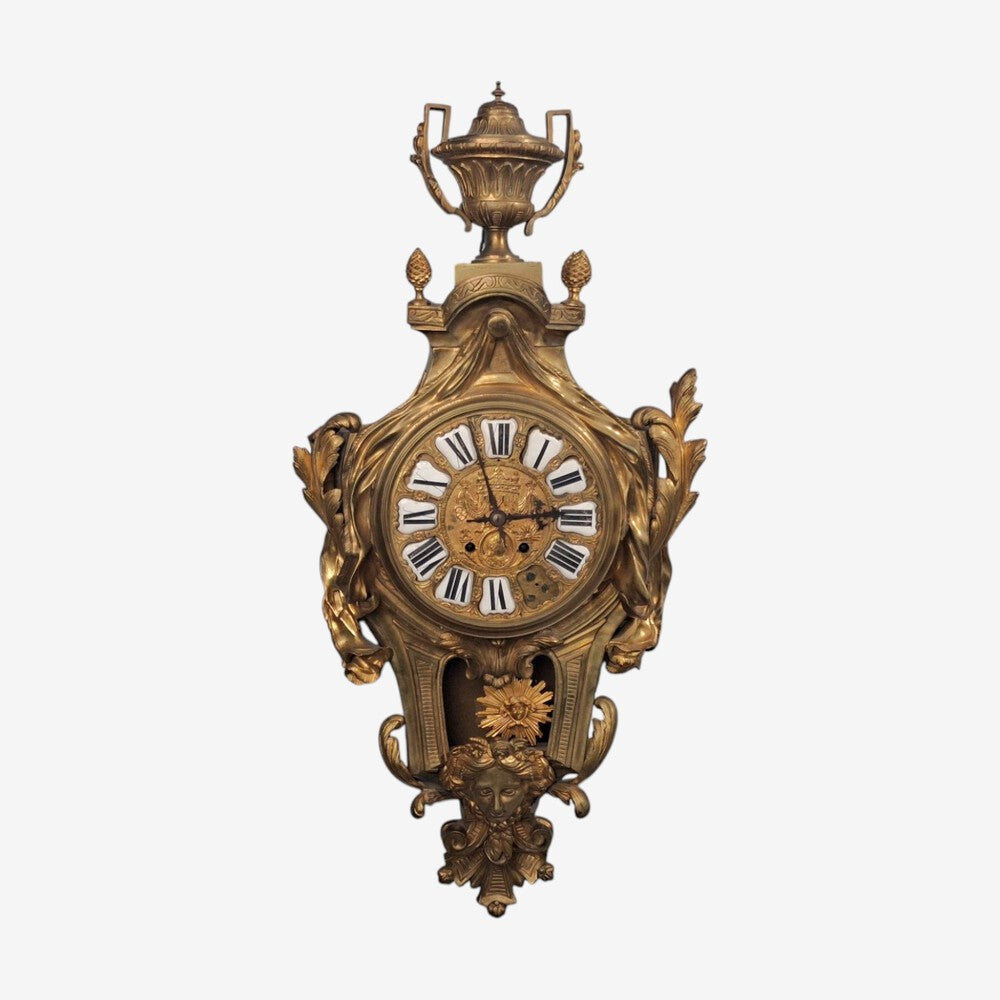 Louis XV, Figural Cartel Clock, Dore Bronze, France, 19th Century