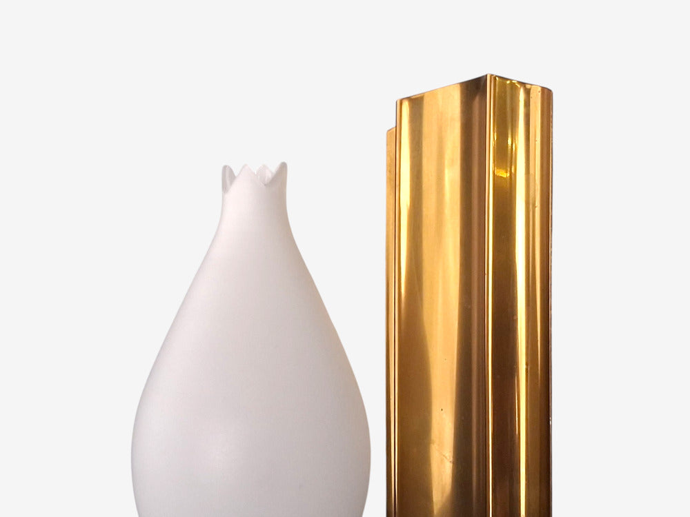 Kurant, Norwegian Modern, Wall Lights, Brass, Opaline Glass, Norway, 1960s
