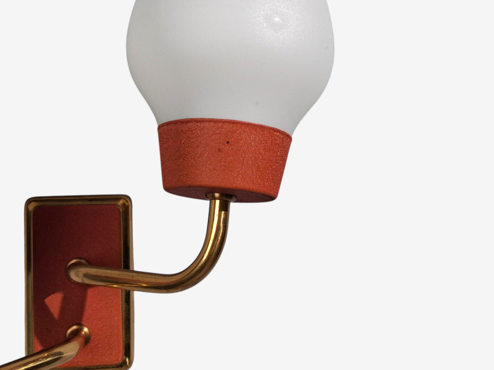 Swedish Modern, Wall Sconce, Brass, Lacquered Metal, Glass, Sweden, 1940s