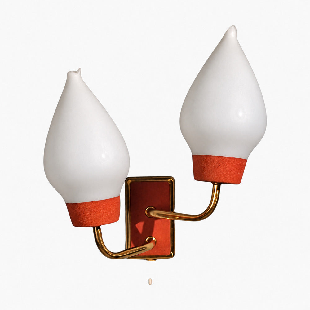 Swedish Modern, Wall Sconce, Brass, Lacquered Metal, Glass, Sweden, 1940s
