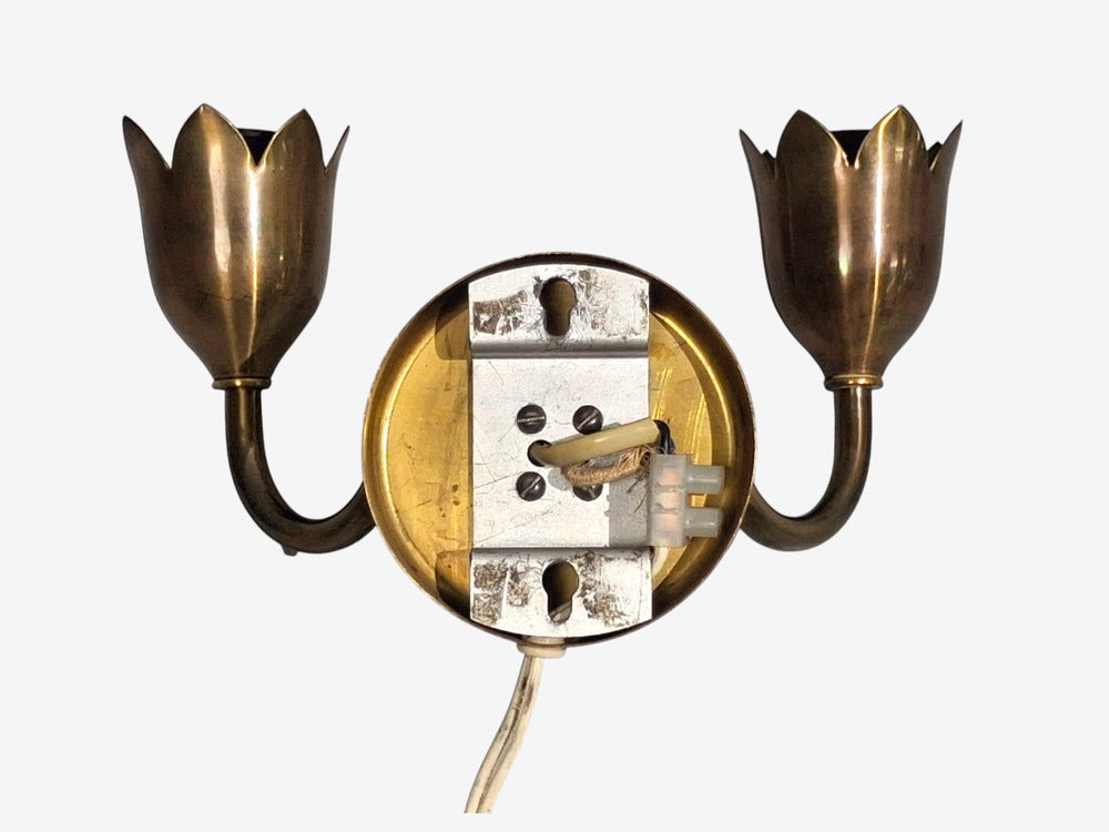 Fog & Mørup, Danish Modern, Double Wall Light, Brass, Glass, Denmark, 1950s