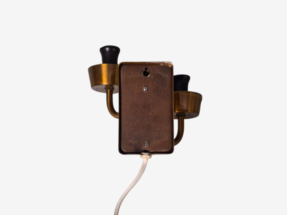 Swedish Modern, Wall Sconce, Brass, Opaline Glass, Sweden, 1940s