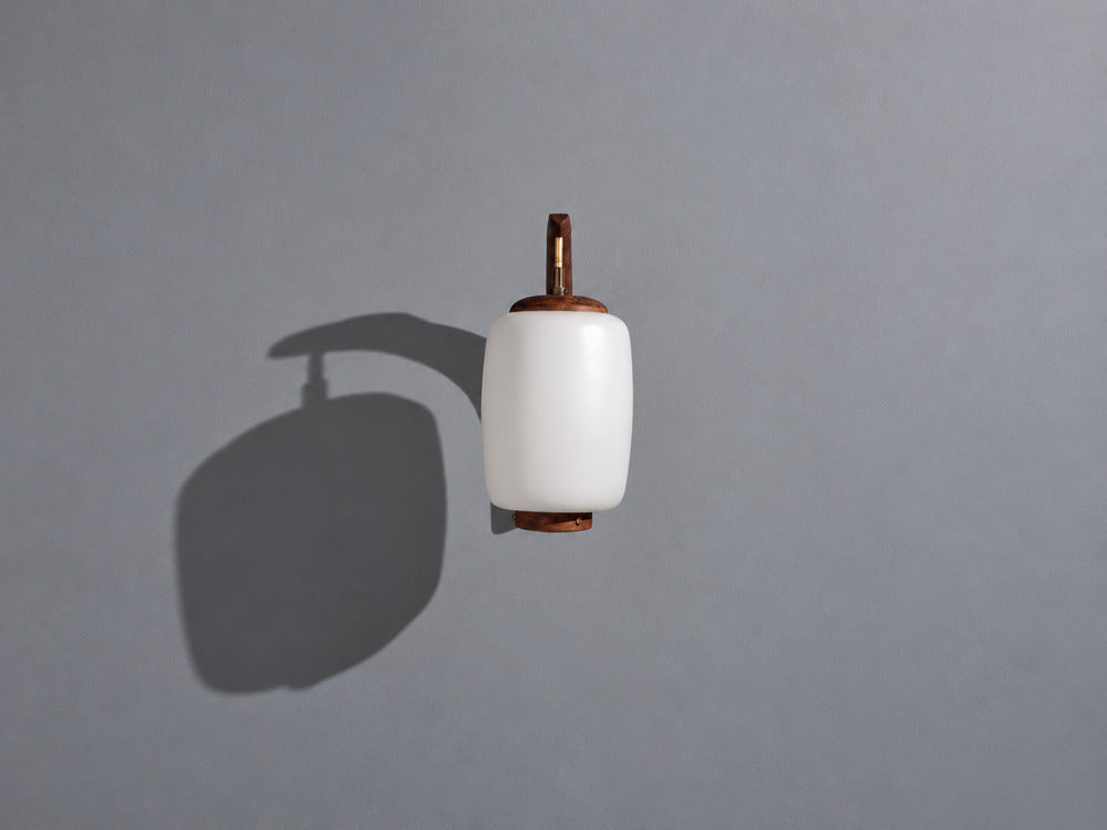 Danish Modern, Wall Sconce, Teak, Opal Glass, Denmark, 1960s