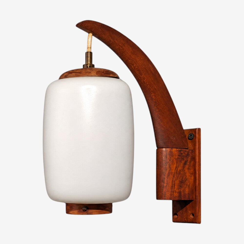 Danish Modern, Wall Sconce, Teak, Opal Glass, Denmark, 1960s