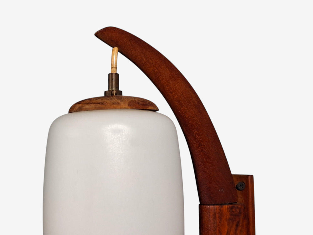 Danish Modern, Wall Sconce, Teak, Opal Glass, Denmark, 1960s