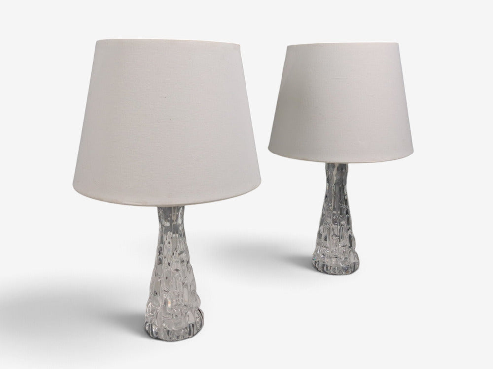 Carl Fagerlund, Table Lamps, Textured Glass, Chrome, Sweden, 1960s