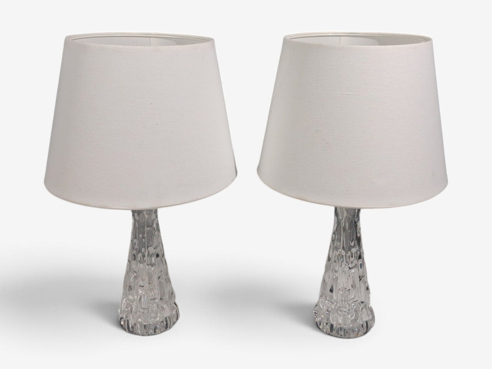 Carl Fagerlund, Table Lamps, Textured Glass, Chrome, Sweden, 1960s