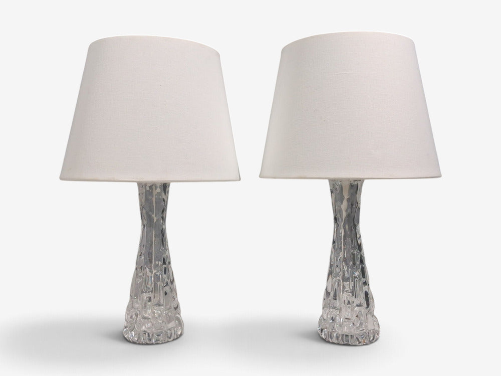 Carl Fagerlund, Table Lamps, Textured Glass, Chrome, Sweden, 1960s