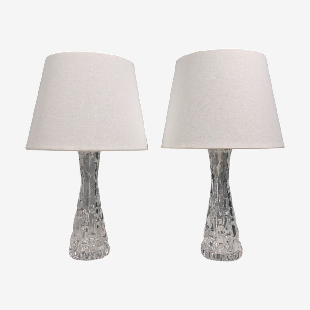 Carl Fagerlund, Table Lamps, Textured Glass, Chrome, Sweden, 1960s