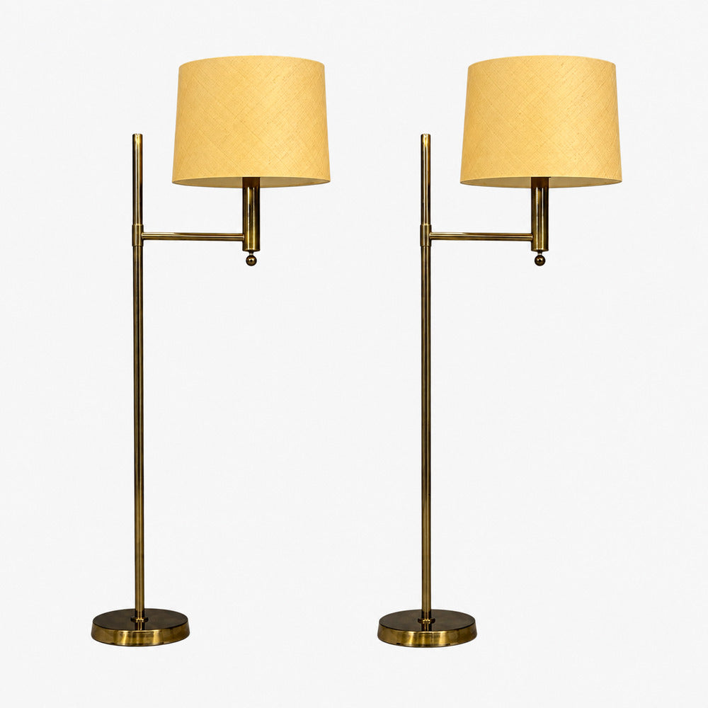 Bergboms, Swedish Modern, Floor Lamps, Brass, Fabric, Sweden, 1960s