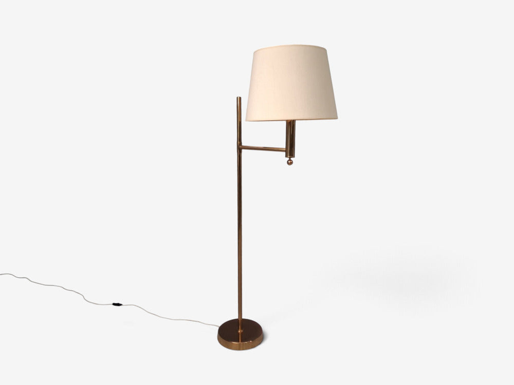 Bergboms, Swedish Modern, Floor Lamp, Brass, Fabric, Sweden, 1960s