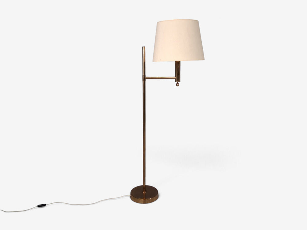 Bergboms, Swedish Modern, Floor Lamp, Brass, Fabric, Sweden, 1960s
