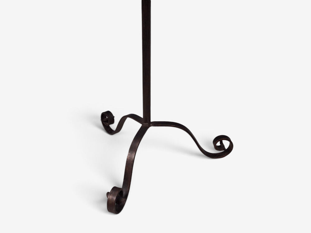 Swedish Modern, Floor Lamp, Forged Iron, Fabric, Brass, Sweden, 1950s