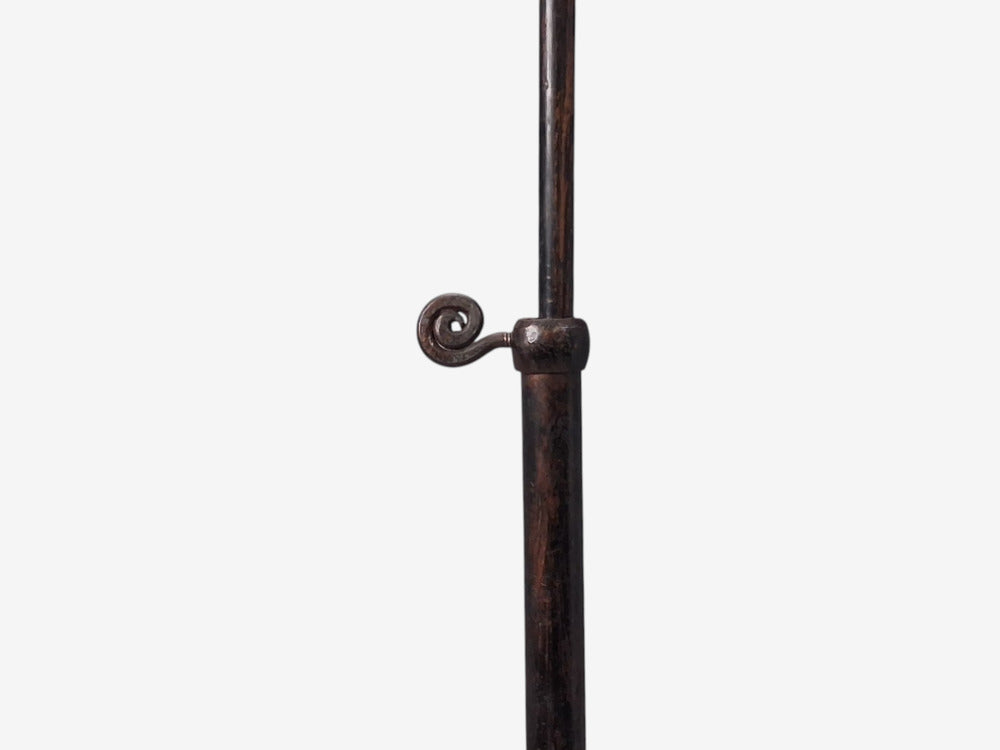 Swedish Modern, Floor Lamp, Forged Iron, Fabric, Brass, Sweden, 1950s