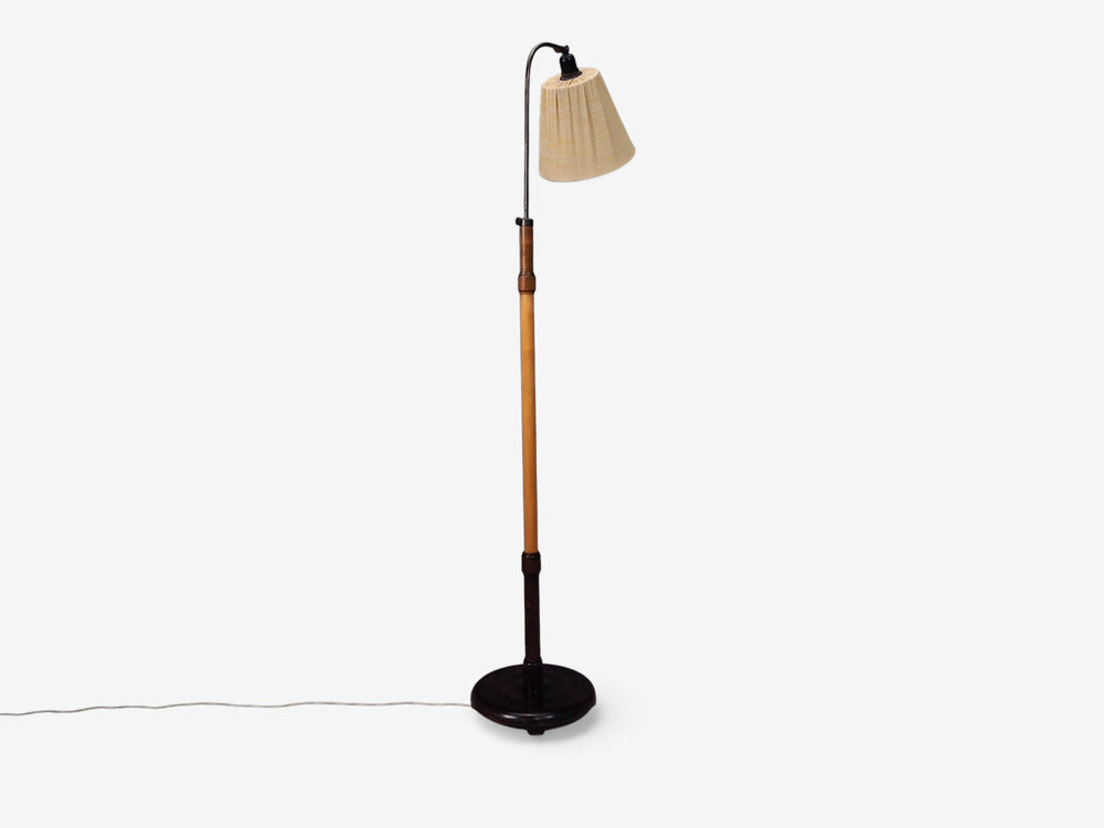 Swedish Art Deco, Adjustable Floor Lamp, Birch, Metal, Sweden, 1930s