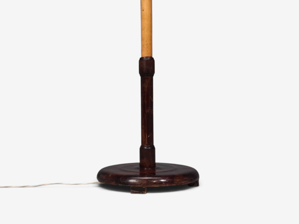Swedish Art Deco, Adjustable Floor Lamp, Birch, Metal, Sweden, 1930s