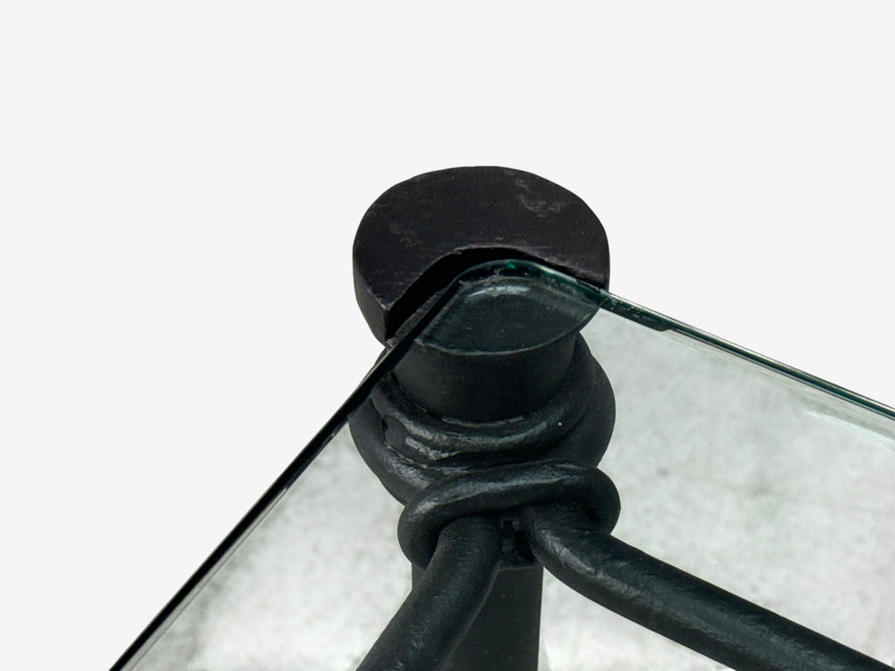 Giacometti Style, Console Table, Forged Metal, Glass, USA, 1970s