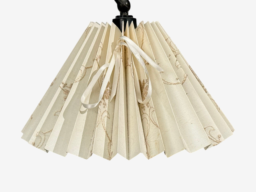 Swedish Art Deco, Floor Lamp, Patinated Brass, Wood, Fabric, Sweden, 1920s